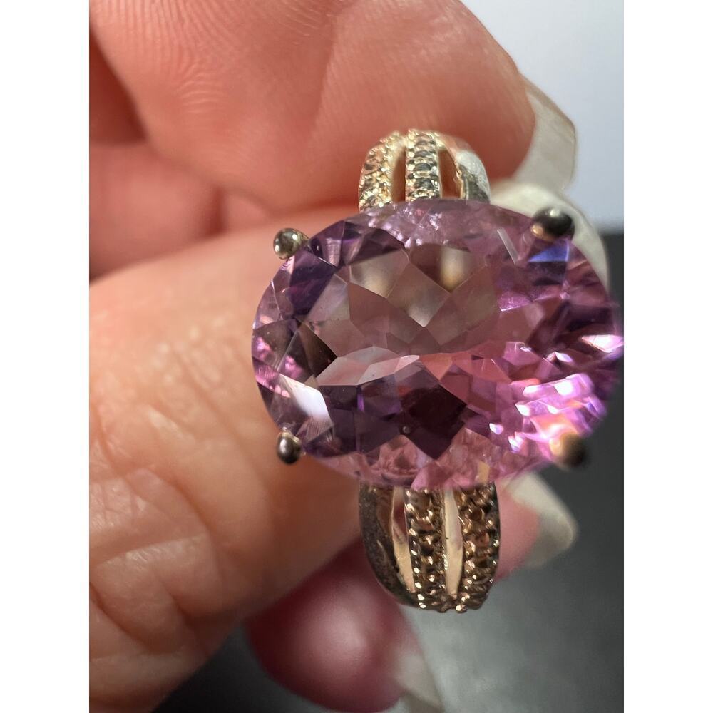 Amethyst sterling silver solitaire ring size 9 - Picture 6 of 9
